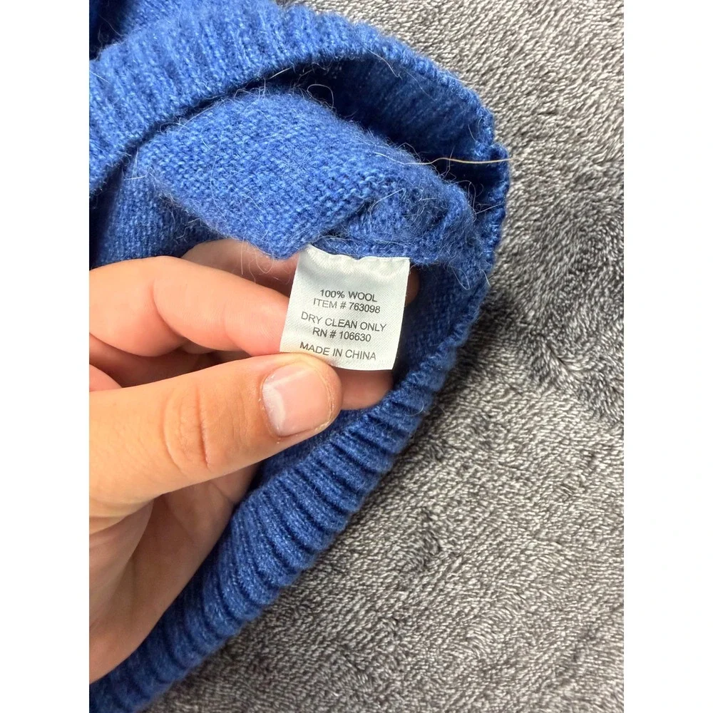 Enzo Mantovani 100% Wool Quarter Zip Sweater Mens XXL Blue Fits L-XL 763098